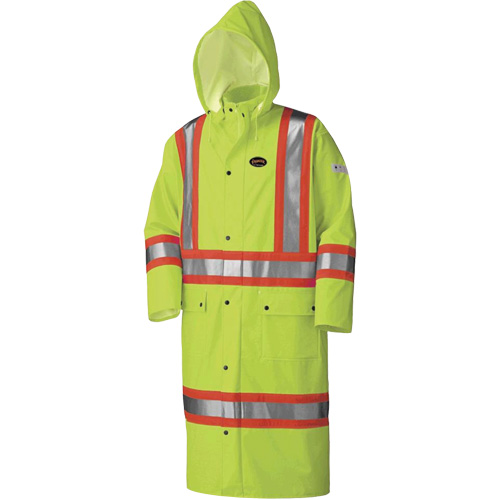 5897 Flame Resistant Waterproof Long Coat, Large, High Visibility Lime-Yellow Sécurité Médic