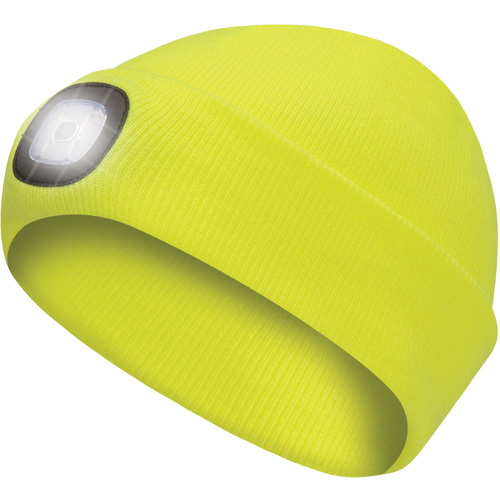 5676 Knit Toque with LED Headlight, Fleece Lining, One Size, High Visibility Yellow Sécurité Médic