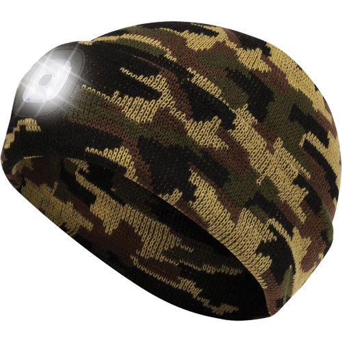 5677 Knit Toque with LED Headlight, Fleece Lining, One Size, Camo Sécurité Médic