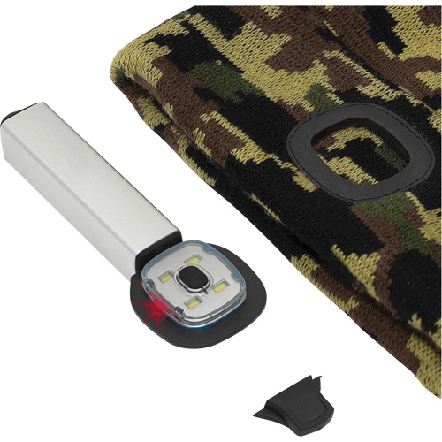 5677 Knit Toque with LED Headlight, Fleece Lining, One Size, Camo Sécurité Médic