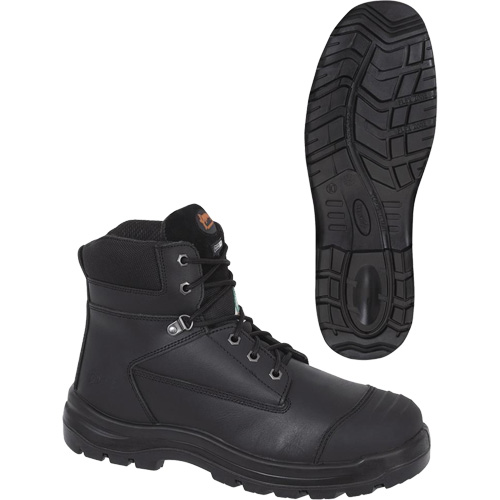 1025 Bottes de travail 6" noires, Cuir, Embout Acier, Taille 10 Sécurité Médic