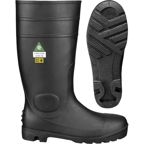 1022 Safety Boots, PVC, Steel Toe, Size 10, Puncture Resistant Sole Sécurité Médic