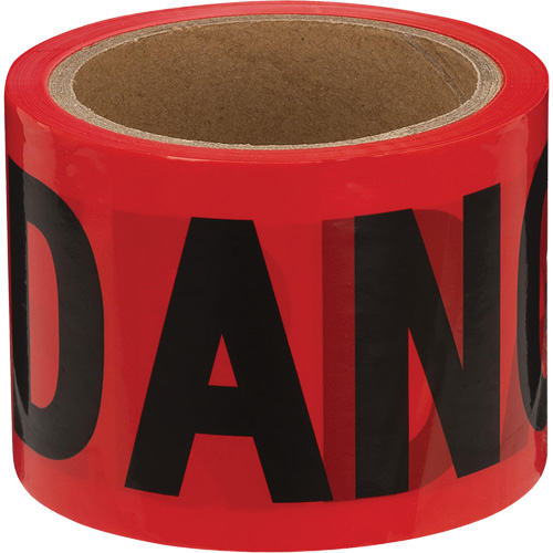 388 Danger Tape, Bilingual, 3" W x 200' L, 1.5 mils, Black on Red Sécurité Médic