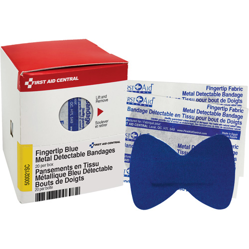 Fingertip Blue Detectable Bandages, Fingertip, Fabric Metal Detectable, Sterile Sécurité Médic