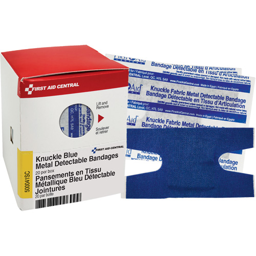 Knuckle Blue Detectable Bandages, Knuckle, Fabric Metal Detectable, Sterile Sécurité Médic
