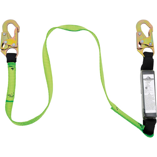 SA-5400-6 Shock Absorbing Lanyard, 6', Snap Hook Center, Snap Hook Leg Ends, Polyester Sécurité Médic