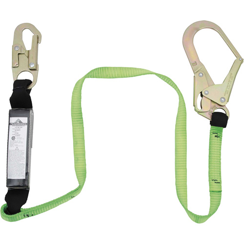 SA-5402-4 Shock Absorbing Lanyard, 4', Rebar Hook Center, Snap Hook Leg Ends, Polyester Sécurité Médic