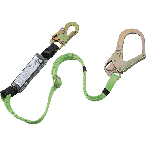 SA-5402-6A Shock Absorbing Lanyard, 6', Rebar Hook Center, Snap Hook Leg Ends, Polyester Sécurité Médic
