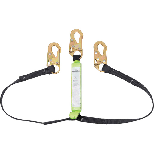 SA-64000-6 Longe d'absorption des chocs, 6', Point d'ancrage &agrave; Crochet mousqueton, Crochet mousqueton aux jambes, Polyester Sécurité Médic