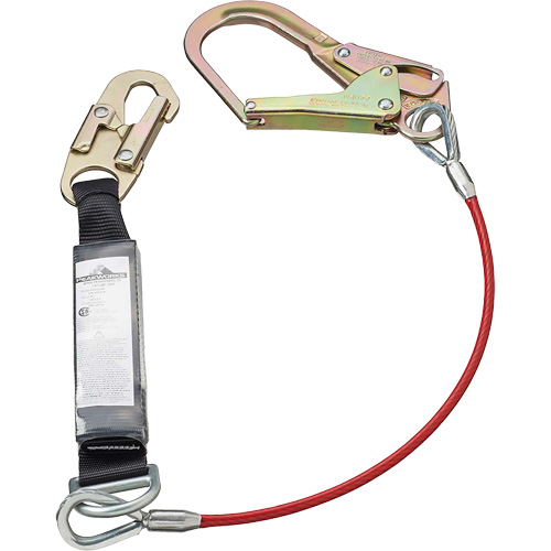 SA-5502-4 Shock Absorbing Lanyard, 4', Rebar Hook Center, Snap Hook Leg Ends, Polyester Sécurité Médic