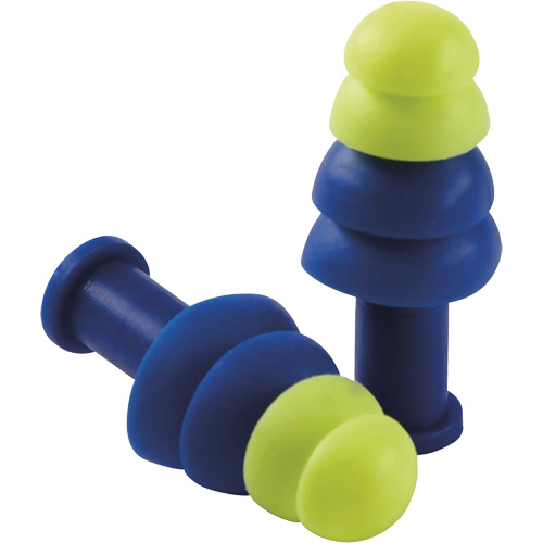 Reusable Tapered Earplugs, Uncorded, Bulk - Box, 27 dB NRR, One-Size Sécurité Médic