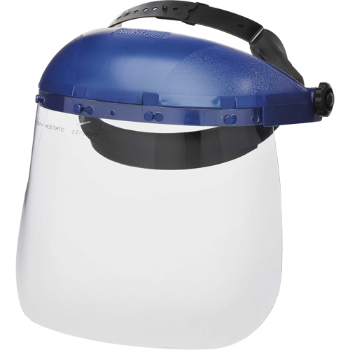390 Premium Series Single Crown Uncoated Faceshield, Acetate, Ratchet Suspension Sécurité Médic