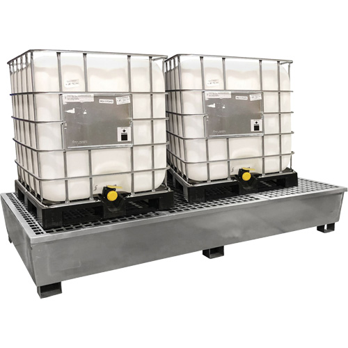 Steel Ultra-Twin IBC Spill Pallet&reg;, 370 US gal. Spill Capacity, 103.8" x 26.8" x 51.1" Sécurité Médic