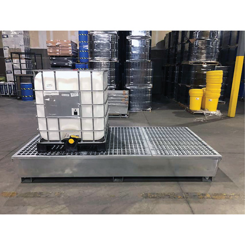 Steel Ultra-Twin IBC Spill Pallet&reg;, 370 US gal. Spill Capacity, 103.8" x 26.8" x 51.1" Sécurité Médic