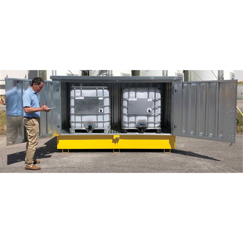 Steel Ultra-Twin IBC Hard Top, 123.4" L x 73.4" W x 66.4" H, 12250 lbs. Load Capacity Sécurité Médic