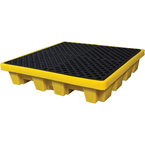 Ultra-Spill Pallet emboitable, 4 barils, Capacit&eacute; de d&eacute;versement 66 gal. US, 51" x 51" x 10" Sécurité Médic