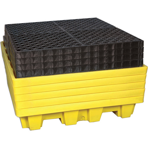 Ultra-Spill Pallet emboitable, 4 barils, Capacit&eacute; de d&eacute;versement 66 gal. US, 51" x 51" x 10" Sécurité Médic