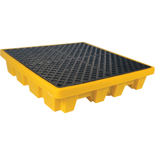Ultra-Spill Pallet emboitable, 4 barils, Capacit&eacute; de d&eacute;versement 66 gal. US, 51" x 51" x 10" Sécurité Médic