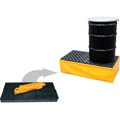 Ultra-Spill Pallet flexible, 2 barils, Capacit&eacute; de d&eacute;versement 66 gal. US, 48" x 24" x 14" Sécurité Médic