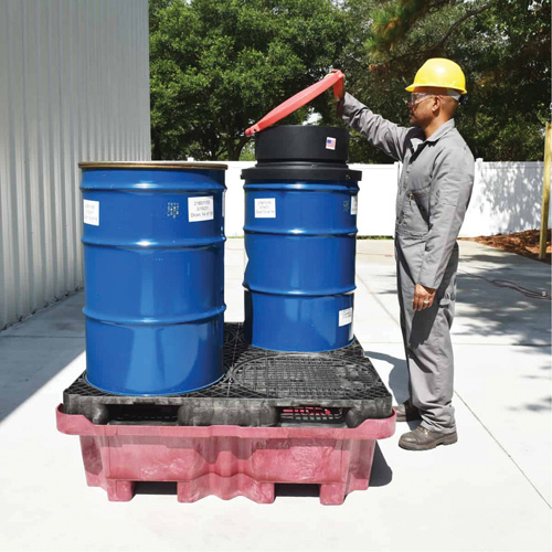 Palette de d&eacute;versement Ultra-Spill King, 4 barils, Capacit&eacute; de d&eacute;versement 85 gal. US, 51" x 51" x 17,5" Sécurité Médic