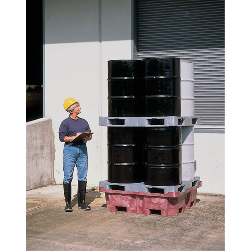 4-Drum Ultra-Spill King&reg; Flat Deck Spill Pallet, 85 US gal. Spill Capacity, 51" x 51" x 17.5" Sécurité Médic