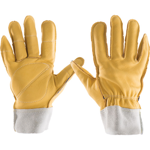 All-Leather Gloves, 7/Small, Grain Leather Palm, Elastic Cuff Sécurité Médic