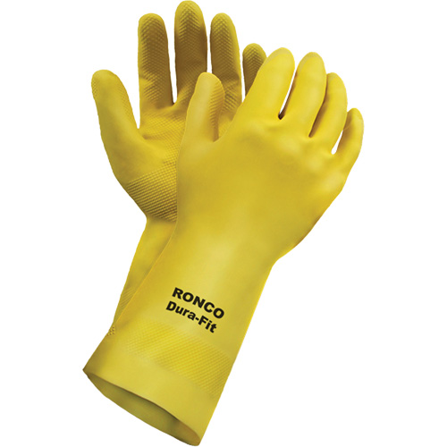 Dura-Fit Reusable Gloves, Size Small/7, 12" L, Latex, Flock-Lined Inner Lining, 20-mil Sécurité Médic