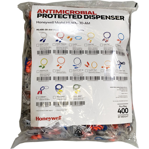 XTR-30 Earplugs Refill for HL400 Dispenser, Bulk - Polybag, Corded Sécurité Médic