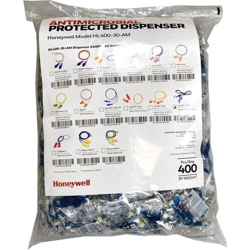 TFT-30 Earplugs Refill for HL400 Dispenser, Bulk - Polybag, Corded Sécurité Médic