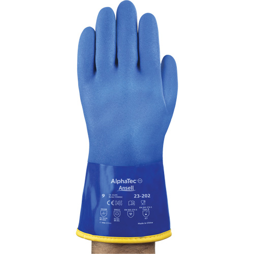 AlphaTec&reg; 23-202 PVC Gloves, Size 8, 11.8" L, Cotton, Fleece Inner Lining Sécurité Médic