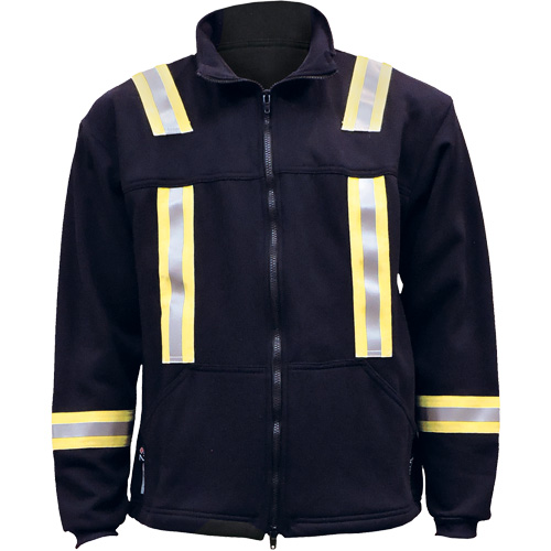 Flame Resistant Striped Full Zip Fleece Jacket, Large (Tall), Navy Blue Sécurité Médic