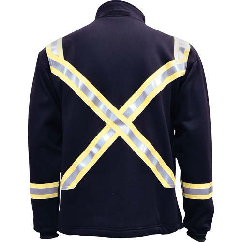 Flame Resistant Striped Full Zip Fleece Jacket, Large (Tall), Navy Blue Sécurité Médic