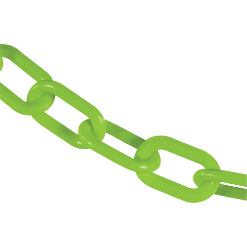 Heavy-Duty Plastic Safety Chain, Green, 2" Link, 25' Length Sécurité Médic