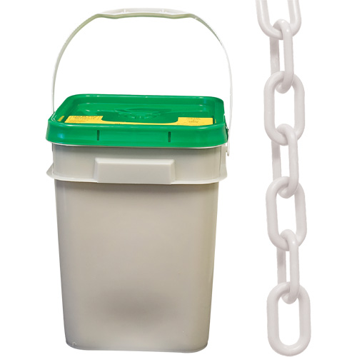 Heavy-Duty Plastic Safety Chain, White, 2" Link, 120' Length Sécurité Médic