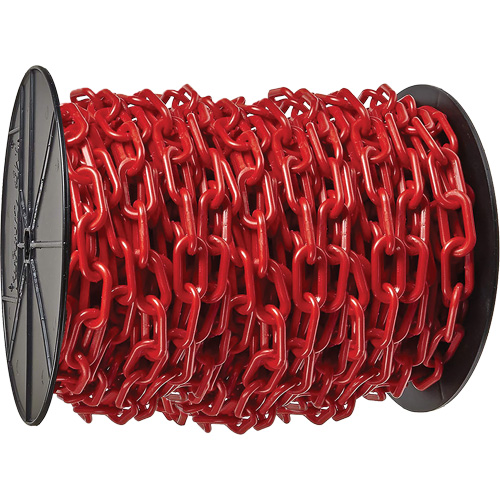 Heavy-Duty Plastic Safety Chain, Red, 2" Link, 100' Length Sécurité Médic