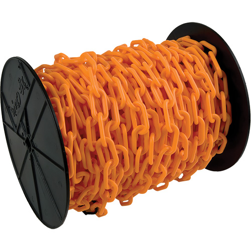 Heavy-Duty Plastic Safety Chain, Orange, 2" Link, 100' Length Sécurité Médic
