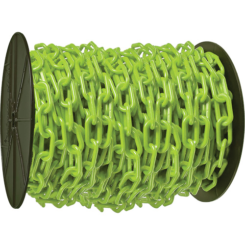 Heavy-Duty Plastic Safety Chain, Green, 2" Link, 100' Length Sécurité Médic