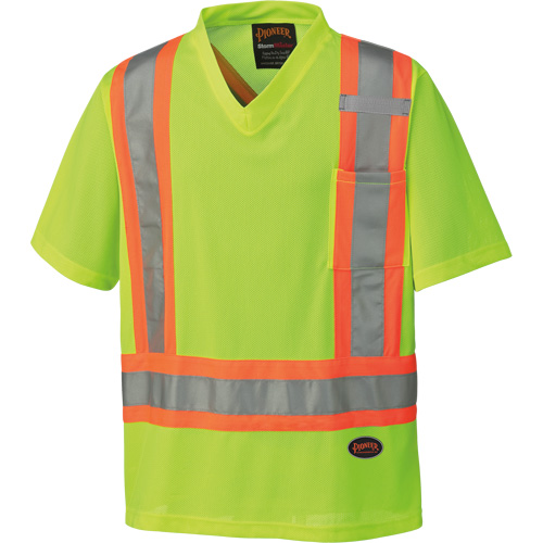 6989 Chandail pour la circulation en micromaille, T-petit, Jaune lime haute visibilit&eacute; Sécurité Médic