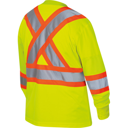 6969 Chandail de s&eacute;curit&eacute; &agrave; manches longues en il-de-perdrix pour femme, Polyester, T-petit, Jaune lime haute visibilit&eacute; Sécurité Médic