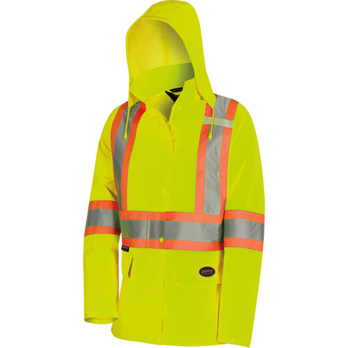 5628W Parka matelass&eacute; de s&eacute;curit&eacute; 300D The Rock, Polyester/Polyur&eacute;thane, Jaune lime haute visibilit&eacute;, T-petit Sécurité Médic