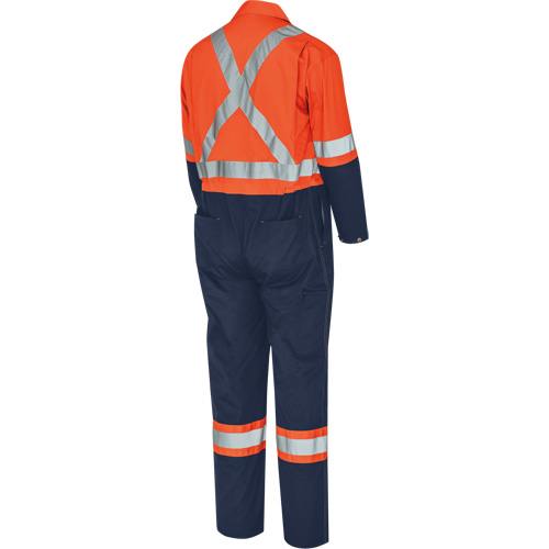 5514BBT 2-Tone Safety Coveralls with Zipper Closure, 40 (Tall), High Visibility Orange/Navy Blue Sécurité Médic