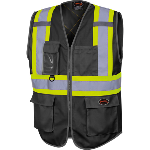 6959BK Tricot High-Visibility Safety Vest with Zipper Closure, Black, X-Small, Polyester Sécurité Médic