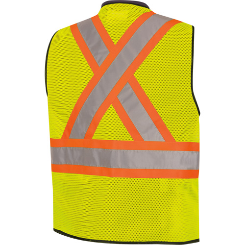 6895 Veste de s&eacute;curit&eacute; haute visibilit&eacute; bicolore avec fermeture &agrave; glissi&egrave;re sur tout le devant, Noir/Jaune lime haute visibilit&eacute;, 2T-Grand/3T-Grand, Polyester Sécurité Médic