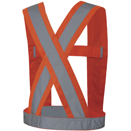 5491 Bretelles ajustables de s&eacute;curit&eacute; haute visibilit&eacute; de 4" de largeur, R&eacute;pond ou surpasse la norme CSA Z96 classe 2 - niveau 2, Orange haute visibilit&eacute;, Couleur r&eacute;fl&eacute;chissante Argent, Taille unique Sécurité Médic