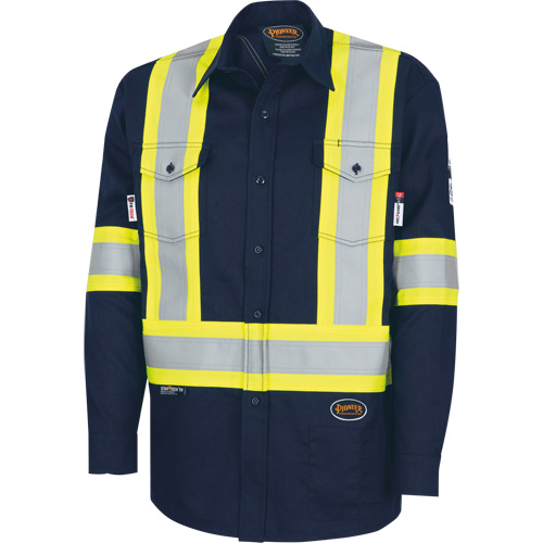7742SF FR-TECH&reg; High-Visibility 88/12 Arc-Rated Safety Shirt, Small, Navy Blue Sécurité Médic