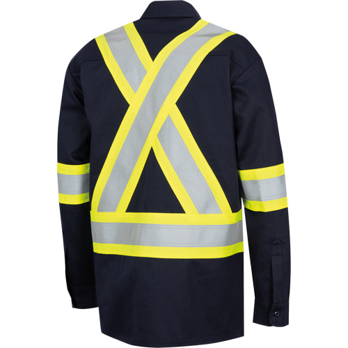 7742SF FR-TECH&reg; High-Visibility 88/12 Arc-Rated Safety Shirt, Small, Navy Blue Sécurité Médic