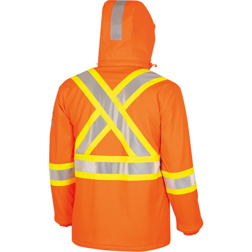 5884 Manteau imperm&eacute;able ignifuge et r&eacute;sistant aux arcs &eacute;lectriques avec capuchon Flash-Gard, Petit, Orange haute visibilit&eacute;, 51 cal/cm² Sécurité Médic