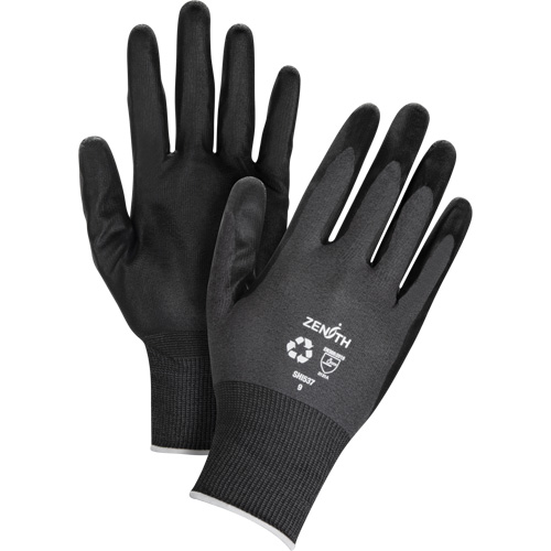 Gants &eacute;cologiques enduits et perm&eacute;ables &agrave; l'air, 9, R&ecirc;vetement Mousse de nitrile, Calibre 21, Enveloppe en Nylon/rPET Sécurité Médic