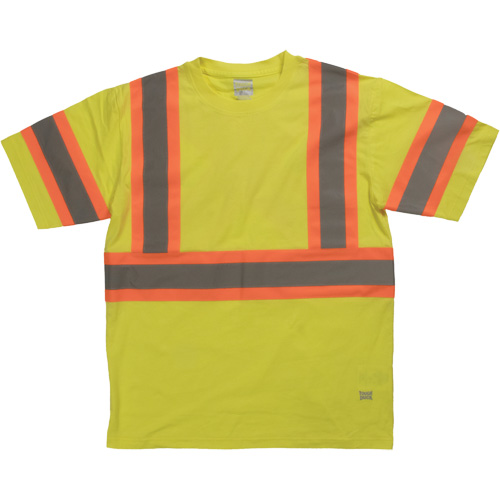 Short Sleeve Safety T-Shirt, Cotton, X-Small, High Visibility Lime-Yellow Sécurité Médic