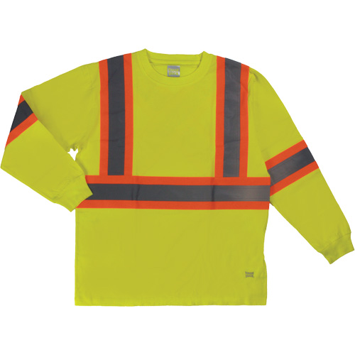 T-shirt de s&eacute;curit&eacute; &agrave; manches longues, Coton, T-petit, Jaune lime haute visibilit&eacute; Sécurité Médic